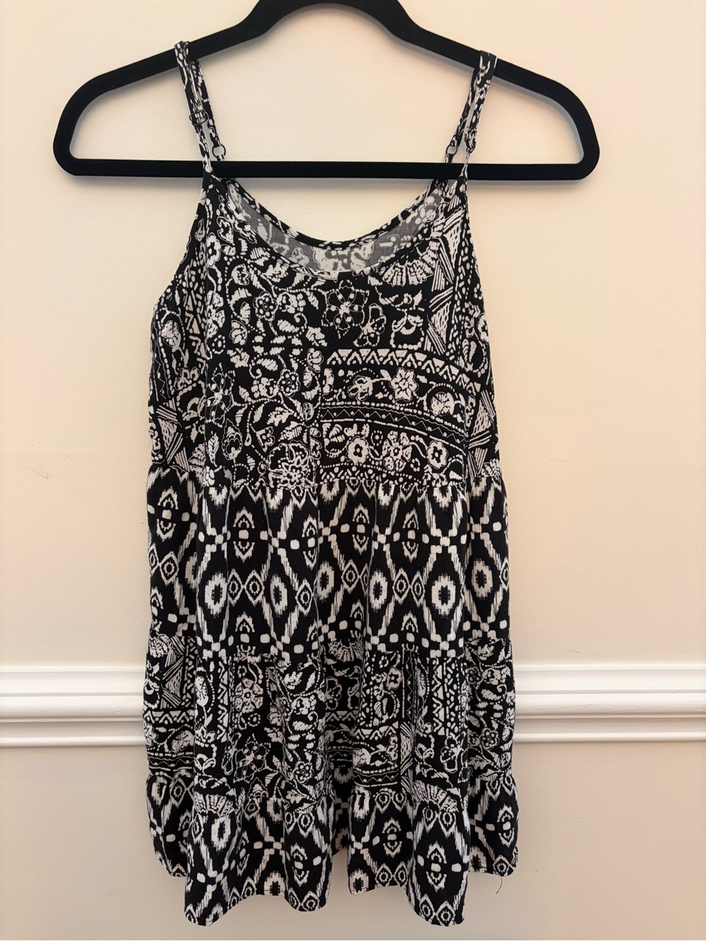 Mossimo Supply Co. Black and White Floral Print Tank Dress